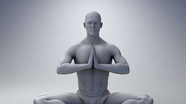 The Minds Eye 1001: A computer generated man meditating.