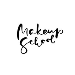 Calligraphy lettering text Make up School. Logo modern design vector illustration flat logo barber education