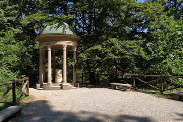 gazebo di pietra e marmo nel parco di villa reale a milano in italia ,stone and marble gazebo in...