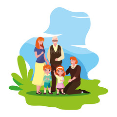 family together members in the outdoors