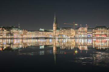 Fototapeta premium Hamburg Binnenalster Langzeitbelichtung