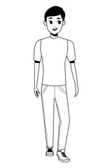 Young man with casual clothes in black and white