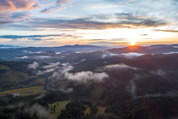 Fototapeta na wymiar Sunset in beautiful Polish mountains and colorful sky_11