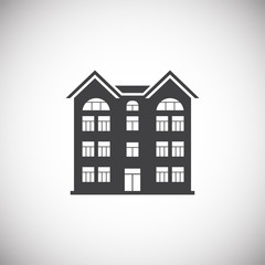 Real estate icon on background for graphic and web design. Simple illustration. Internet concept symbol for website button or mobile app.