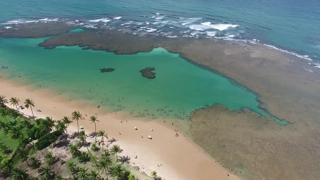 Aerial view of the natural pools of Taipu de Fora, Barra Grande, Marau Peninsula, Bahia, Brazil