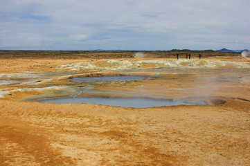Fumaroles / Boiling Mud at the geothermal area at Námafjall near Lake Mývatn, Iceland