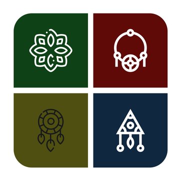 Set of amulet icons such as Rune, Amulet, Dreamcatcher , amulet