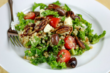 Couscous Salad with Kale, Pecans & Feta Cheese