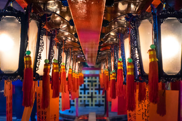 Prayer lanterns at Man Mo Temple, Sheung Wan, Central District, Hong Kong Island, Hong Kong, China