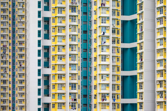 Highrise apartment block towers in Kowloon Bay, Kwun Tong District, New Territories, Hong Kong, China