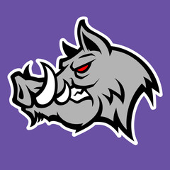 Wild hog or boar head mascot, colored version. Great for sports logos & team mascots.