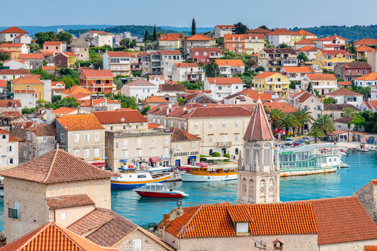 Elevated View Over Trogir, Trogir, Dalmatian Coast, Croatia, Europe