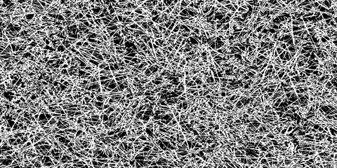 Texture or graphic pattern from short, thin line intersections, positioned vertically, obliquely, or horizontally. Textile. Paper. Monochrome. For posters, banners, retro and urban design