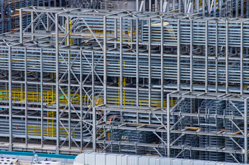 Railway communication with the passages for people and electrical wires. Large-scale construction