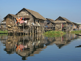 Fototapeta na wymiar Village on Inle Lake, Myanmar