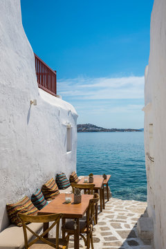 Fototapeta Little Venice, Mykonos Town, Mykonos, Cyclade Islands, Greece