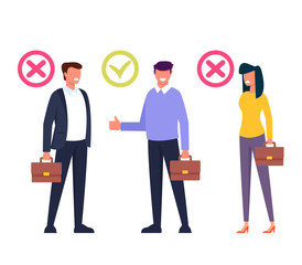 Workers candidate recruitment human resources concept. Vector flat cartoon graphic design isolated illustration