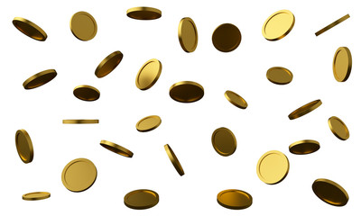 Gold coins fall. 3d rendering