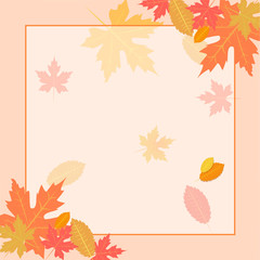 Autumn background layout decorate with leaves and empty space for your text. Design of Autumn for blank, card, poster, brochure, banners, discount, shop, special offer. Vector illustration template