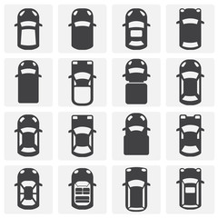 Cars top view icons set on background for graphic and web design. Simple illustration. Internet concept symbol for website button or mobile app. - 279885869