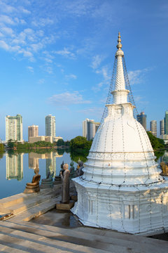 Statues at Seema Malakaya on Bere Lake, Colombo, Sri Lanka