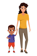 Family single mother with kid