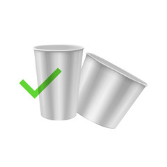 Realistic illustration of vector eco paper cups, white paper cups isolated on white