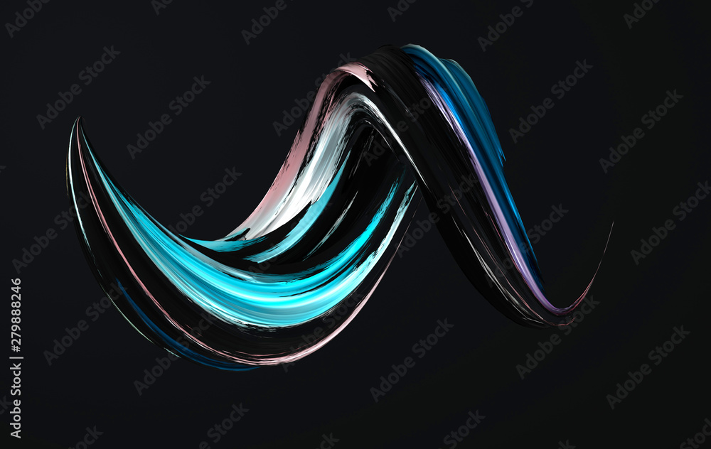 Aufkleber colorfull dynamic abstract twisted shape. 3d render vawe, spiral. computer generated geometric illus