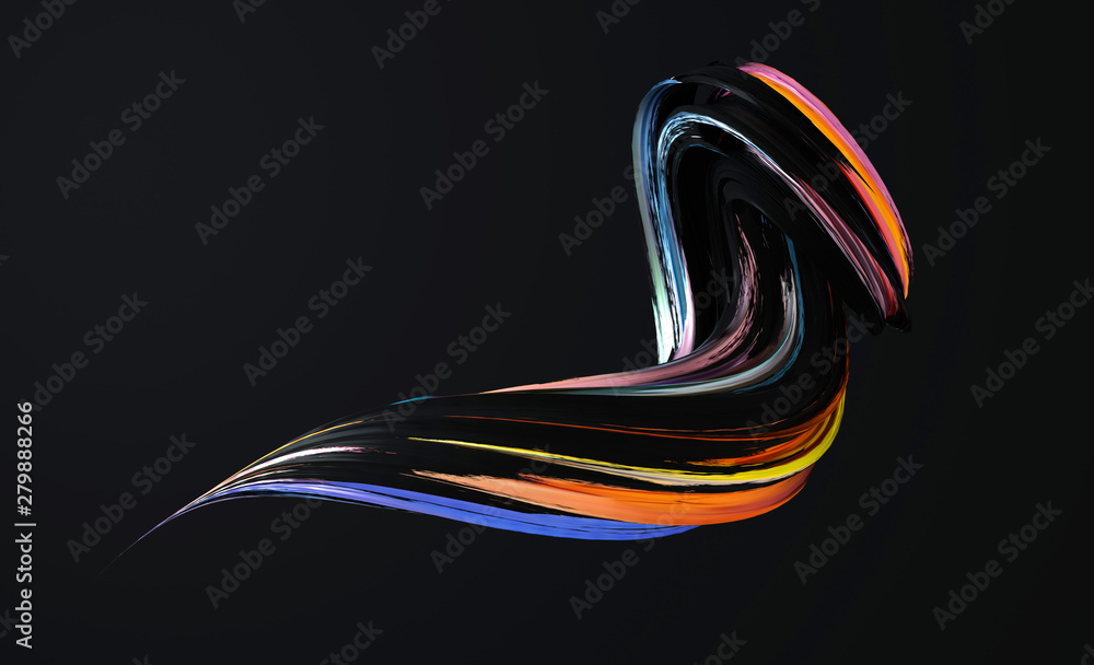 Aufkleber colorfull dynamic abstract twisted shape. 3d render vawe, spiral. computer generated geometric illus
