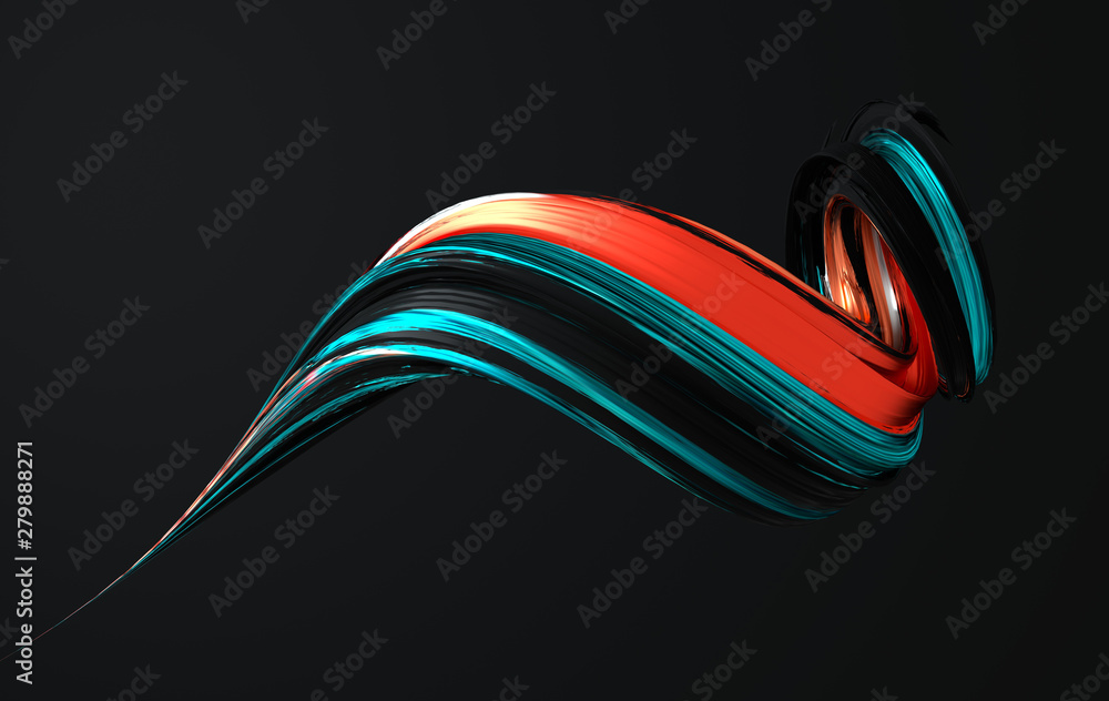 Aufkleber colorfull dynamic abstract twisted shape. 3d render vawe, spiral. computer generated geometric illus