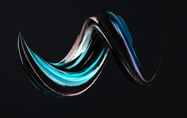 Colorfull dynamic abstract twisted shape. 3d render vawe, spiral. Computer generated geometric illustration