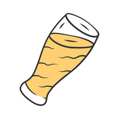 Beer color icon. Oktoberfest alcoholic drink. Bar, pub, restaurant beverage. Craft brewery. Non-alcoholic beer. Glassware shop. Football fan drink. Isolated vector illustration