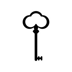 Key icon. Vintage key. Black on white background