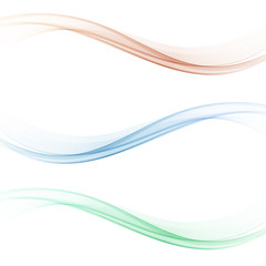 Set of abstract color wave smoke transparent blue pink green wavy design