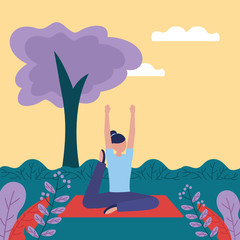 Obraz na płótnie Canvas yoga outdoor flat design image