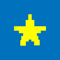 Pixel star - yelllow on blue sign