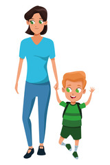 Family single mother with kid