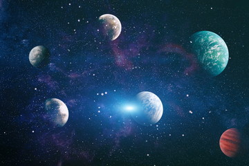 planets, stars and galaxies in outer space showing the beauty of space exploration. Elements furnished by NASA © Maximusdn
