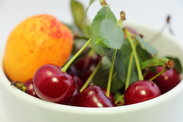 Cherries and apricots - a source of vitamins in the summer.