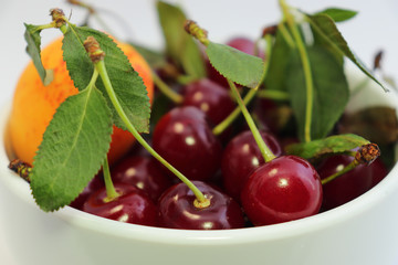 Cherries and apricots - a source of vitamins in the summer.