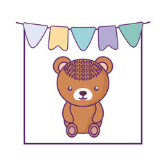 cute little bear baby with garlands hanging