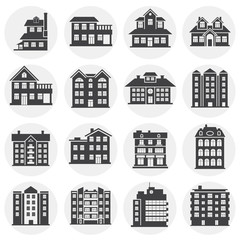 Real estate icons set on background for graphic and web design. Simple illustration. Internet concept symbol for website button or mobile app. - 279891669