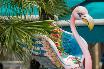 Pink painted flamingo Miami Beach Ocean Drive © Felix Mizioznikov