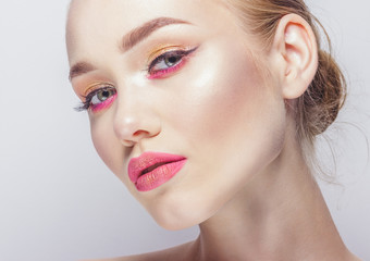 Portrait of beautiful woman with make up, studio shoot