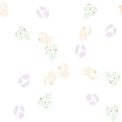 Color lotus flower hand drawn, floral seamless pattern, simple vector illustration