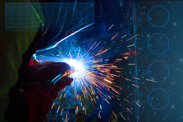 control of the main parameters of welding in a protective gas environment carried out by an...