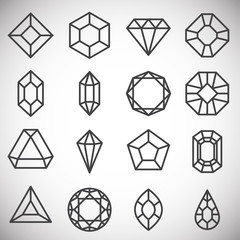 Gemstone icons set on background for graphic and web design. Simple illustration. Internet concept symbol for website button or mobile app.