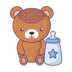 cute little bear with milk bottle baby