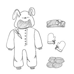 Set of baby clothes for babies. Sketch. Vector