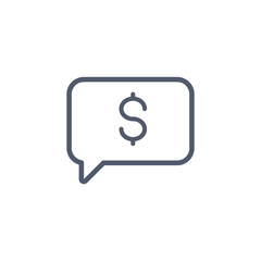 Dollar Coin icon in the chat bubble. simple flat symbol for web site, mobile app icon. vector illustration.